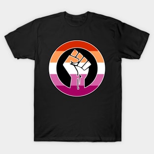 Black Lives Matter Fist Circled LGBTQ Flag Lesbian Pride T-Shirt